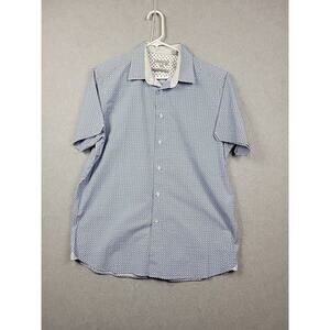 Ted Baker London 100% Cotton Blue Check SS Button Up Casual Shirt Men's Large